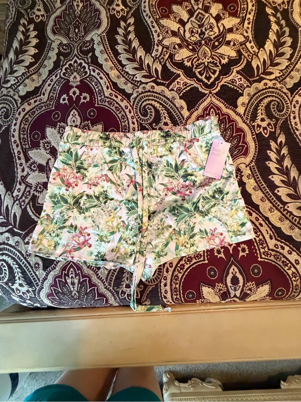 Hanky Panky White Tropical Floral High-Waist Drawstring Shorts